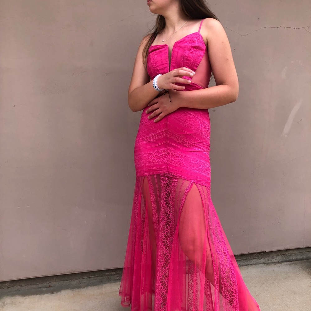 Elegant Pink Lace Gown